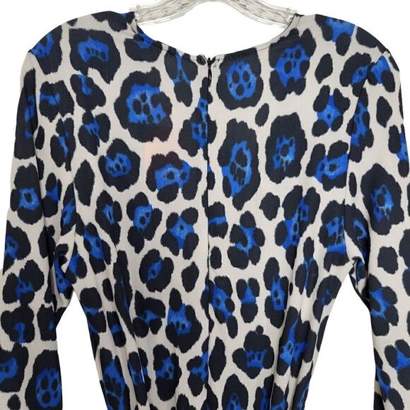 ASOS John Zack Long Sleeve Wrap Tie Waist Dress in Leopard Size 8 - Picture 12 of 15